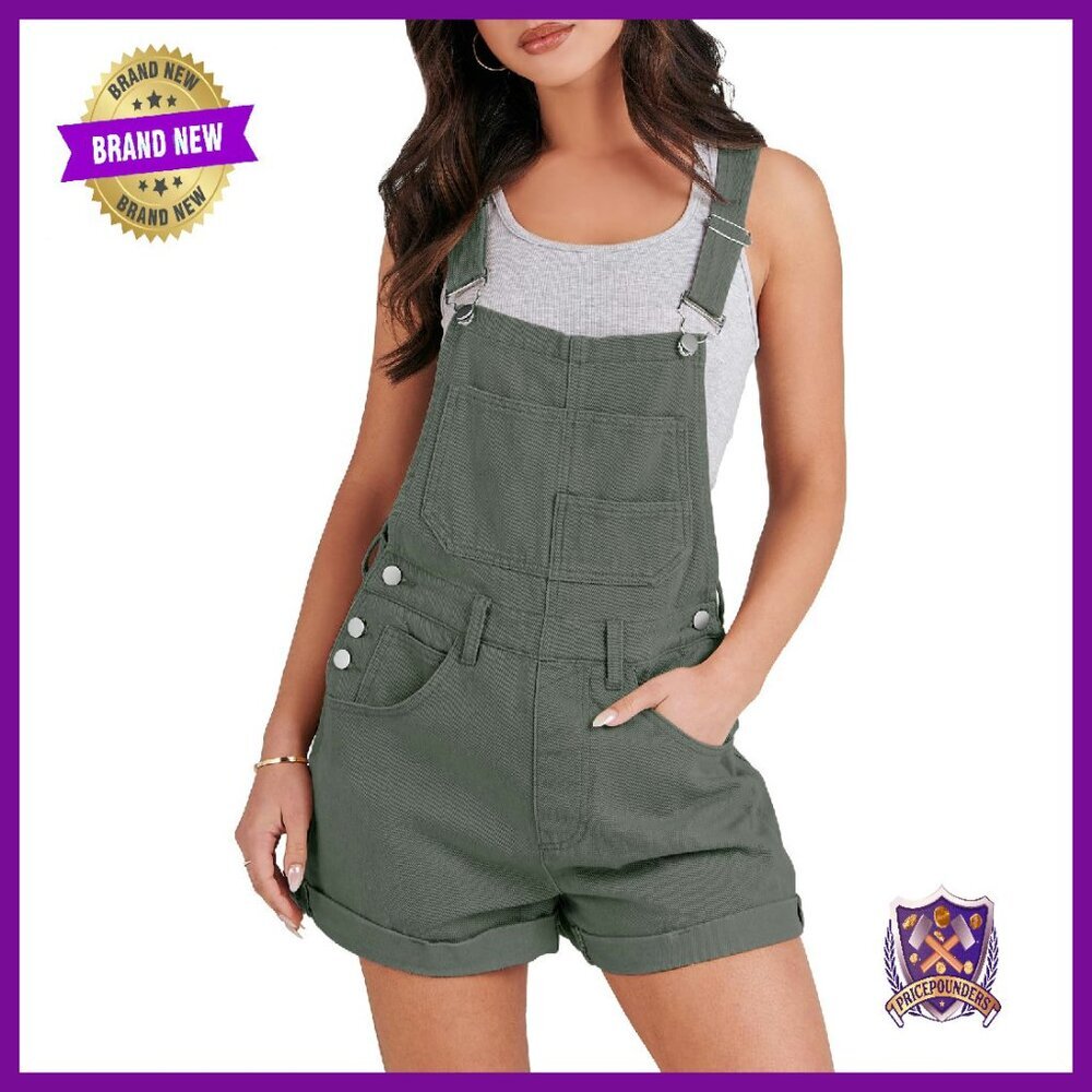 Denim Shorts Overalls Loose Fit Adjustable Straps Summer Casual Romper